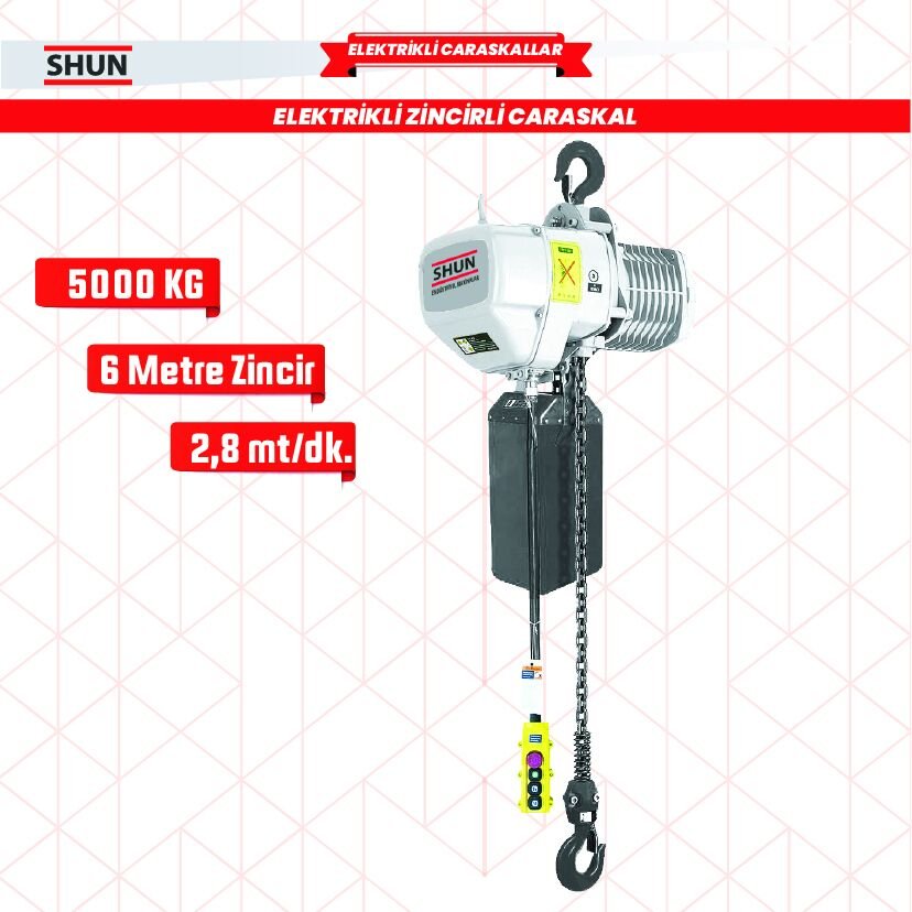 Shun 5 ton 2 Hareketli 3000 W Elektrikli Zincirli Vinç Caraskal 380 V AC