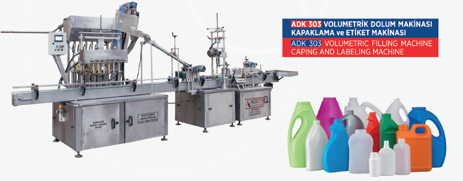 ADK 301 Servo Motorlu Dolum, Kapaklama ve Etiketleme Makinası