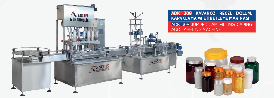 ADK 388 ECO Ayçiçek Yağı  Şişe Yarıotomatik Dolum Kapaklama Etiketleme Tepsi Makinası