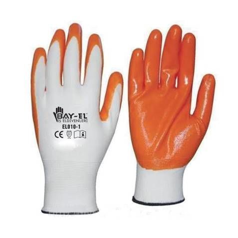 BAY-EL    EL005 PLUS ELDİVEN 10''PAMUK ASTARLI LİKRALI ÖRME NİTRİL MONTAJ ELDİVEN   12li