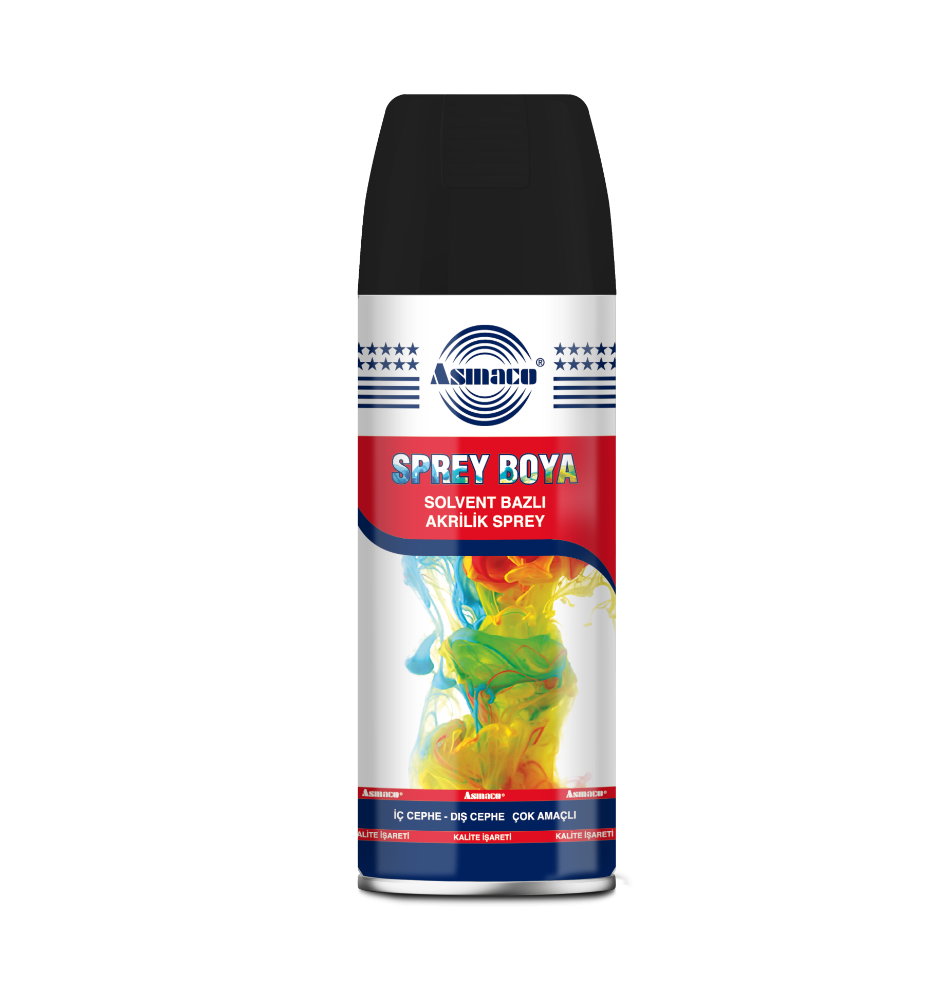 ASMACO AKRİLİK SPREY BOYA PARLAK SİYAH 400ML 6 ADET