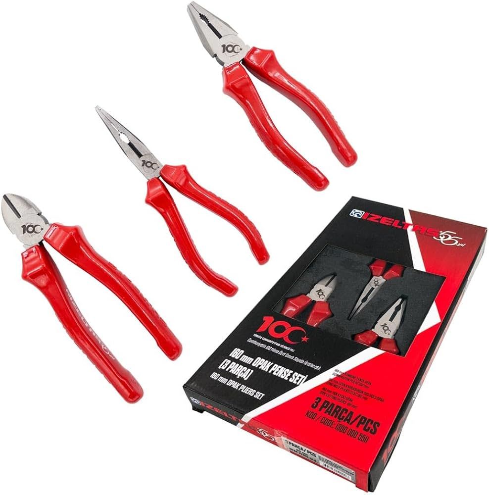 兄神 セット İzeltaş 13000005511 100.Yıl 160 mm Opak Pense Seti 3 Parça