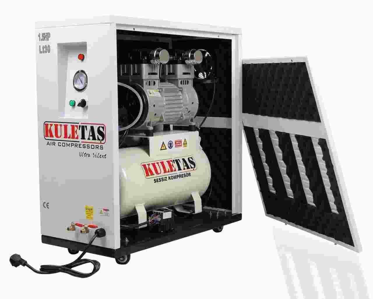 Kuletaş 8 bar 2 HP 60 LT  Yağsız ve Sessiz Kompresör Kabinli