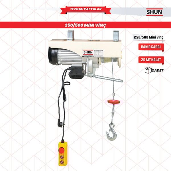 Shun 250/500Kg 1150W Elektrikli Mini Vinç 220 V