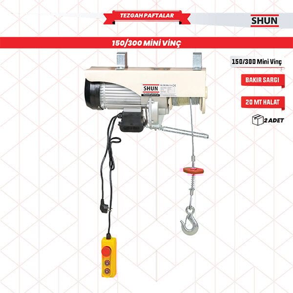 Shun 220 V 150/300Kg 750W Elektrikli Mini Vinç